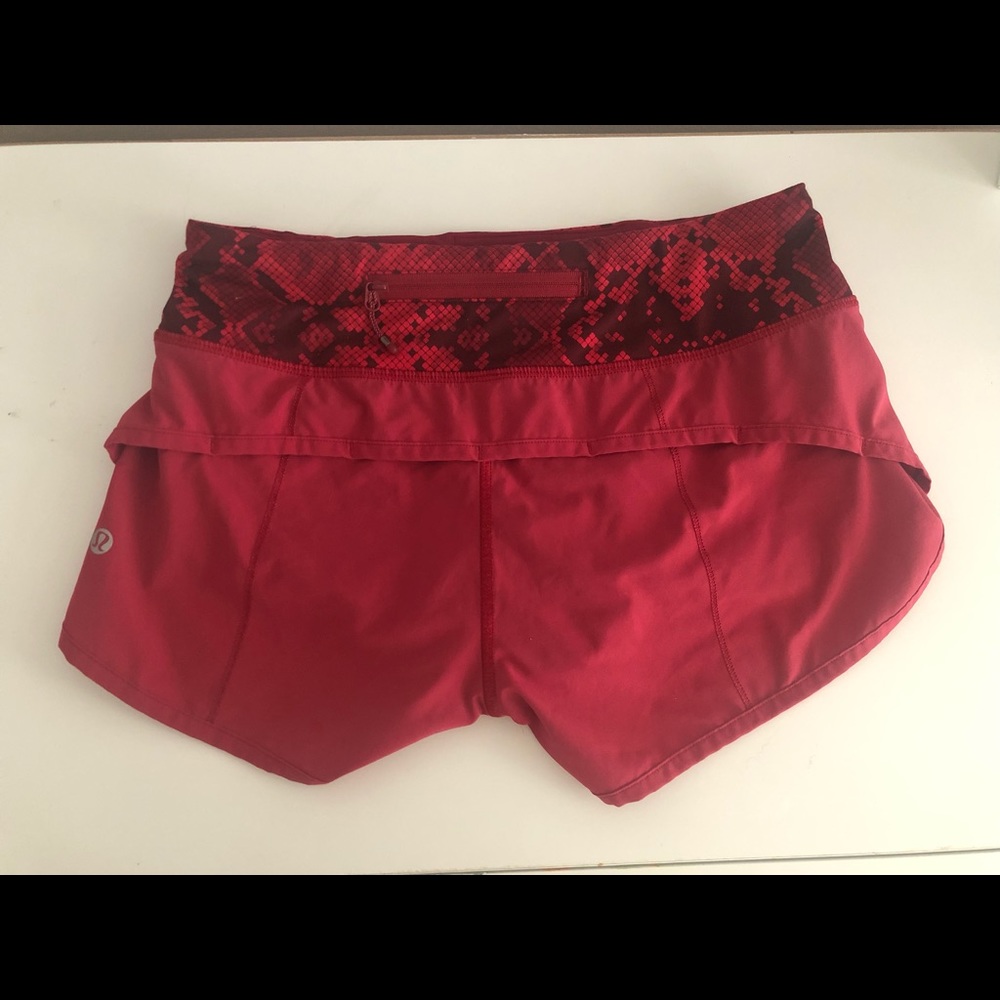 Red Lululemon Speed Shorts